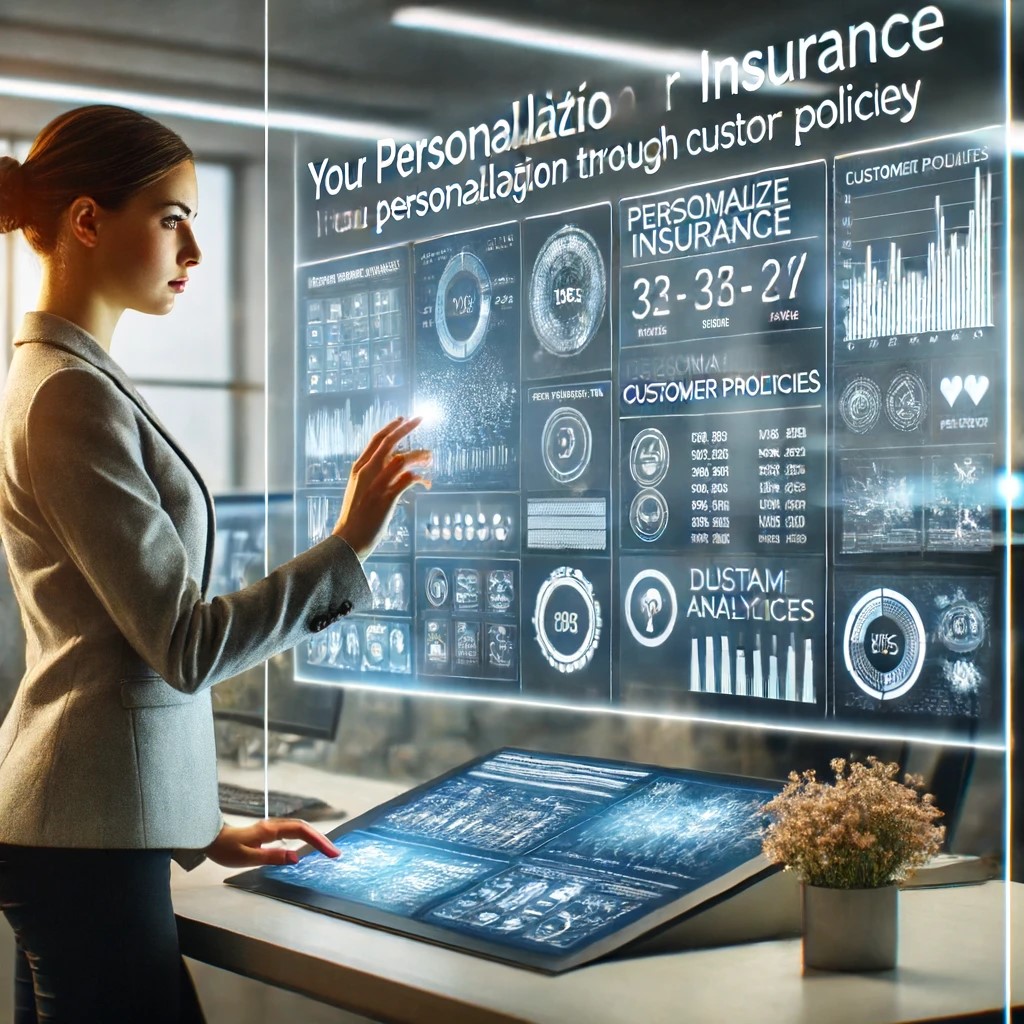 DALL·E 2024-06-15 19.01.41 - A modern insurance office with an agent using advanced technology to personalize insurance policies. The setting features a sleek, high-tech workspace